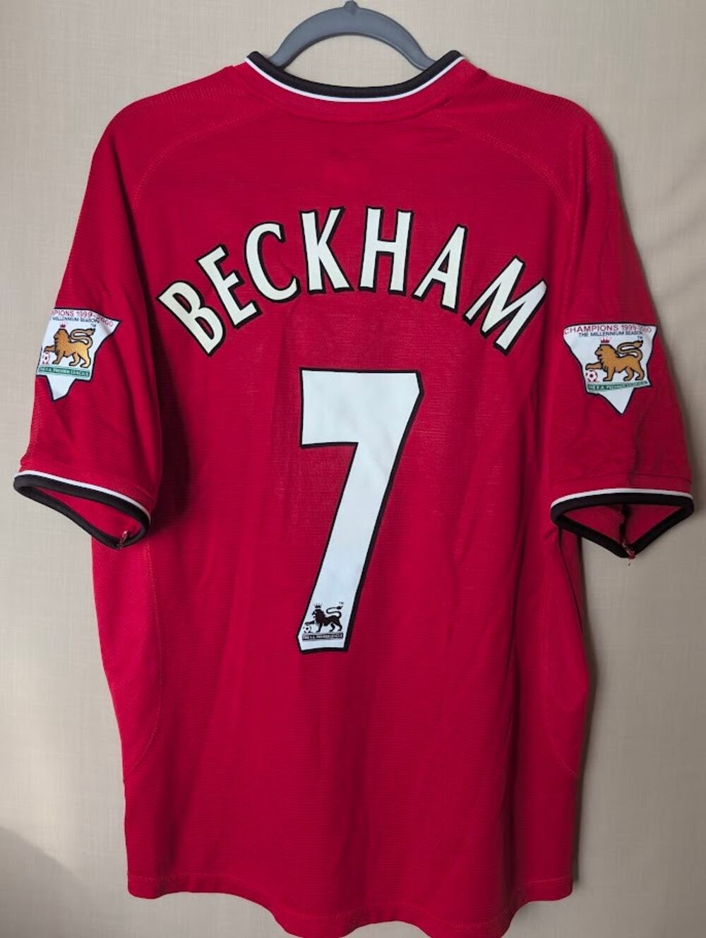 Manchester United 2000-01 Home Beckham Jersey Men's M EPL Patched